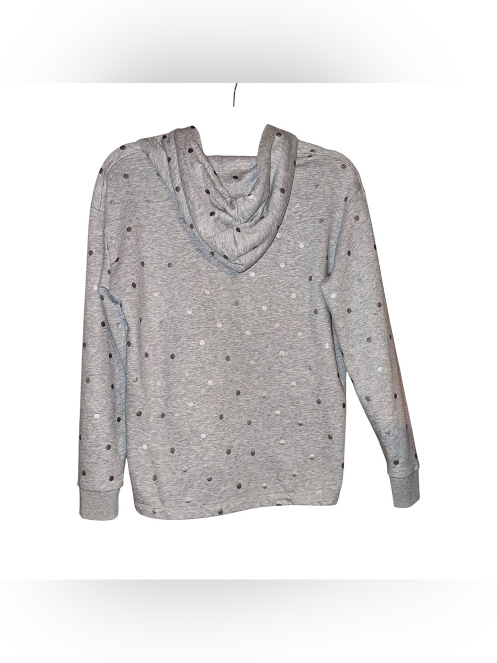 BODEN Jersey Polka-Dot Lounge Hoodie Sweatshirt Metallic Heather Gray Size XS - Picture 8 of 13